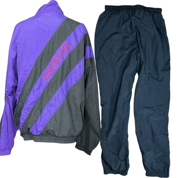 Y2K Reebok Tracksuit L 90's Retro Parachute Windbreaker Joggers - Picture 2 of 15